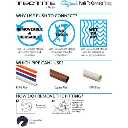 Apollo 1/4 in. Brass Push-To-Connect Coupling FSBC14